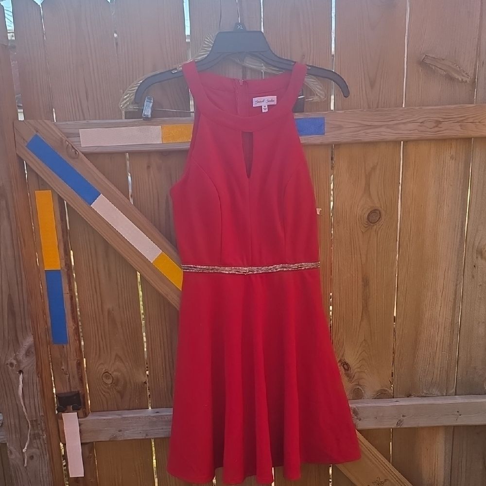 Emerald Sundae Red Halter Mini Dress